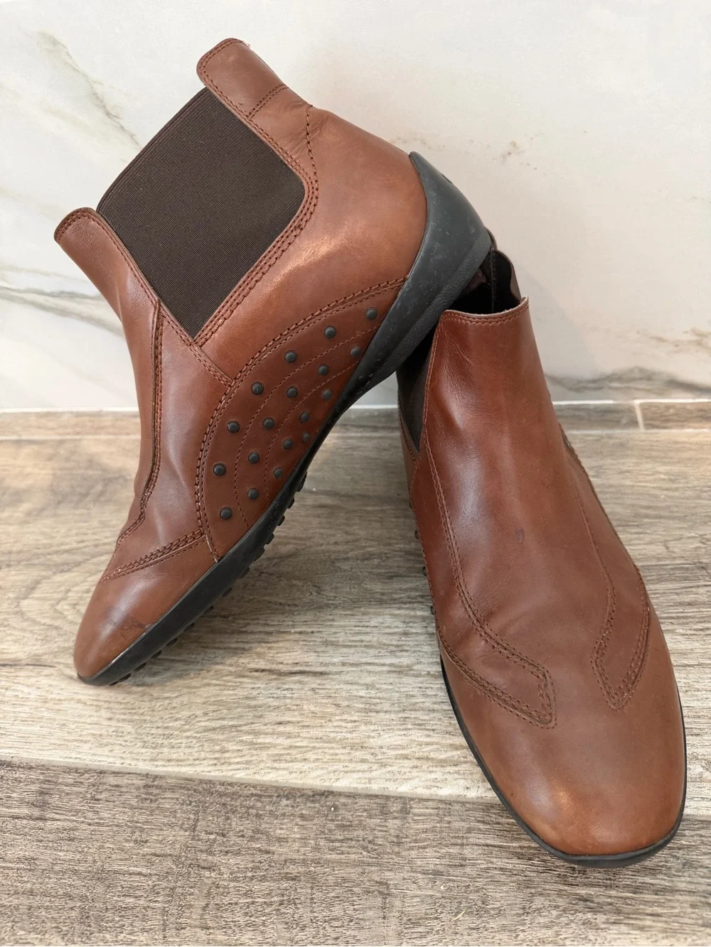 Tod's Men's Tan Leather Chukka Driving Boots Sz 10